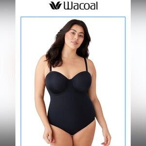 NWT WACOAL Women's Size 38C Red Carpet Strapless Shaping Black Bodybriefer $132